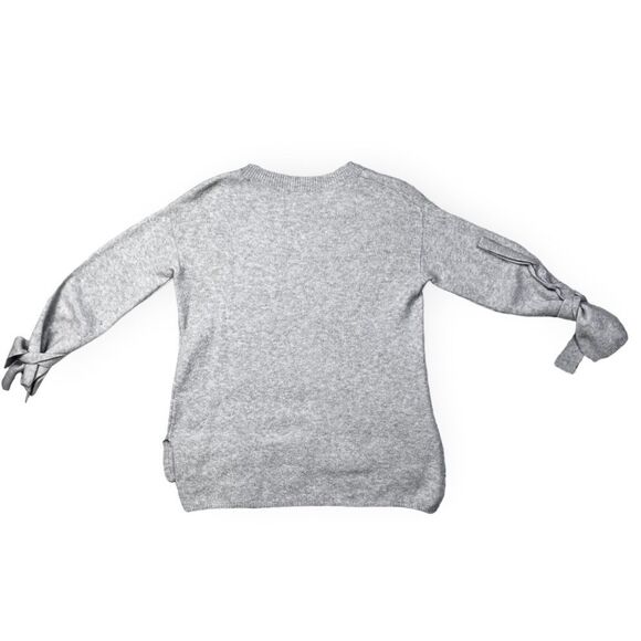 Halogen Grey Split Bell Sleeve Tie Sleeve Sweater - Picture 4 of 11